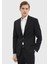 Siyah Düz Modern Fit %100 Yün Takım Elbise 1