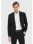 Siyah Düz Modern Fit %100 Yün Takım Elbise 3