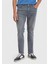 Gri Düz Slim Fit Denim Pamuk Karışımlı Pantolon 2