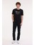 Regular Fit Grafik Bas Siyah Erkek Kısa Kol T-Shirt 8