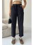 Gabardin %100 Pamuk Rahat Kalıp Siyah Yüksek Bel Düz Paça Kadın Pantolon 2
