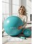 65 cm Pilates Topu Şişirme Pompası ve 20 cm Denge Topu Seti Egzersiz Topu 65CM Plates Seti Turkuaz 2