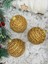 Yılbaşı Çam Ağaç Süsü Gold Altın Hasır Ip Motifli Top Süs 8 cm 3 Lü Paket 1