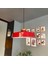 Açe Kırmızı Tekli Tabak Ahşap Başlık Avize Retro Sarkıt Ofis Showroom Salon Mutfak Avizeleri 5