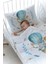 Organik Baskılı Bebek Boy (100X150) Yorgan Seti - For Baby Serisi - Mavi Balonda Fil 2
