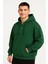 Erkek Ovarsize Kapüşonlu Swetshirt Kanguru Çepli Cıtcıtlı 3 Iplik Şardonlu Hoodie - Haki 1