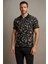 Erkek Polo Yaka Çiçek Desenli Kontrast Yaka Slim Fit Tişört 2