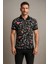 Erkek Polo Yaka Çiçek Desenli Kontrast Yaka Slim Fit Tişört 1