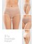 Kadın Yüksek Bel Pamuklu Transparan Detaylı Bato Külot 3'lü Paket 8261 Ten Rengi 1