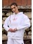 Kadın Nakış Detaylı Kapüşonlu Sweatshirt Beyaz 1