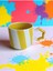 El Işi Sarı Şeritli Iki Renk Doğal Seramik Mug Kupa Çay / Cappuccino Fincanı 3
