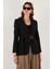 Regular Fit Kruvaze Yaka Kemerli Blazer Ceket Bayan Ceket 6839367 3