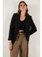 Regular Fit Kruvaze Yaka Kemerli Blazer Ceket Bayan Ceket 6839367 4