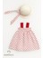 Kız Bebek Kalp Desenli Fiyonklu Yazlık Elbise Şapkalı Takım - Kırmızı Beyaz Pamuklu Bebek Elbisesi 8