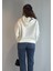 Kadın Kapüşonlu Baskı Detaylı Kanguru Cepli Oversize Sweatshirt 6