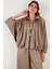 Oversize Klasik Yaka Yarasa Kol Fermuarlı Saten Ceket Bayan Ceket 6839584 1