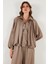 Oversize Klasik Yaka Yarasa Kol Fermuarlı Saten Ceket Bayan Ceket 6839584 3