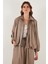 Oversize Klasik Yaka Yarasa Kol Fermuarlı Saten Ceket Bayan Ceket 6839584 5