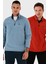 Slim Fit Anti-Pilling Tüylenme Yapmayan Bato Yaka Şardonlu 2'li Paket Polar Erkek Polar 5906001S2 1
