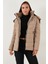 Kapitoneli Slim Fit Çıkarılabilir Kapüşonlu Mont Bayan Mont 497MARA 3