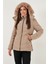Kapitoneli Slim Fit Çıkarılabilir Kapüşonlu Mont Bayan Mont 497MARA 4