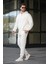 Beyaz Kapüşonlu Fermuarlı Basic Erkek Eşofman Takımı E7331 3