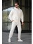 Beyaz Kapüşonlu Fermuarlı Basic Erkek Eşofman Takımı E7331 4
