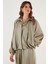 Oversize Klasik Yaka Yarasa Kol Fermuarlı Saten Ceket Bayan Ceket 6839584 3