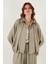 Oversize Klasik Yaka Yarasa Kol Fermuarlı Saten Ceket Bayan Ceket 6839584 5