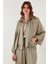 Oversize Klasik Yaka Yarasa Kol Fermuarlı Saten Ceket Bayan Ceket 6839584 6