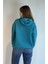 Kadın Kapüşonlu Baskı Detaylı Kanguru Cepli Oversize Sweatshirt 6