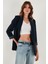 Regular Fit Klasik Yaka Desenli Astar Detaylı Blazer Ceket Bayan Ceket 6839227 4