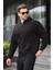 Siyah Kapüşonlu Fermuarlı Basic Erkek Eşofman Takımı E7331 2