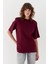Yarım Kol Vatkalı T-Shirt Bordo 3