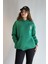 Kadın Kapüşonlu Baskı Detaylı Kanguru Cepli Oversize Sweatshirt 1