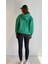 Kadın Kapüşonlu Baskı Detaylı Kanguru Cepli Oversize Sweatshirt 5