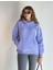 Kadın Kapüşonlu Baskı Detaylı Kanguru Cepli Oversize Sweatshirt 1