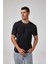 Erkek Siyah Kısa Kollu Kontrast Dikişli Modal Basic Tişört C7T3N6O1 1