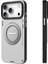 iPhone 17 Pro Kılıf M-Safe 360 Standlı Basit Mat Deri Desenli Youngkit Tech Leather Serisi Kapak Gri 3