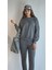 Kadın Bisiklet Yaka Uzun Kollu Bel Lastikli Oversize Eşofman Takımı 2