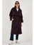 Oversize Fit Kruvaze Yaka Düğmeli Kemerli Uzun Trençkot Bayan Trençkot 6839476 3