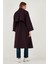 Oversize Fit Kruvaze Yaka Düğmeli Kemerli Uzun Trençkot Bayan Trençkot 6839476 7