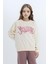 Kız Çocuk Relax Fit Bisiklet Yaka Baskılı Sweatshirt D6988A824WN 2