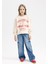 Kız Çocuk Relax Fit Bisiklet Yaka Baskılı Sweatshirt D7058A824WN 2
