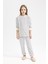 Kız Çocuk Pijama Takım Çizgili Uzun Kollu Üst Beli Lastikli Uzun Alt D7747A824WN 1