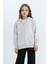 Kız Çocuk Oversize Geniş Kalıp Kapüşonlu Basic Düz Fermuarlı Sweatshirt D8214A8NS 1