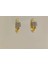 Pirinç Taşlı Oval Gold Küpe 1