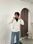 -Erkek Oversize Dik Yaka Fermuarlı Sweatshirt - Zincir Nakışli Kanguru Cepli 3