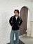 -Erkek Oversize Dik Yaka Fermuarlı Sweatshirt - Zincir Nakışli Kanguru Cepli 5
