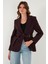 Regular Fit Kruvaze Yaka Kemerli Blazer Ceket Bayan Ceket 6839367 1